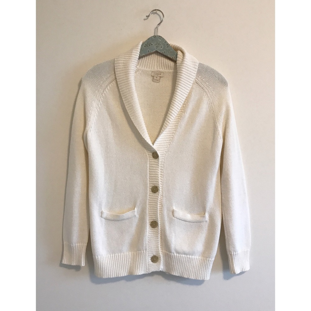 J. Crew Factory Folded Neck Cardigan Cream